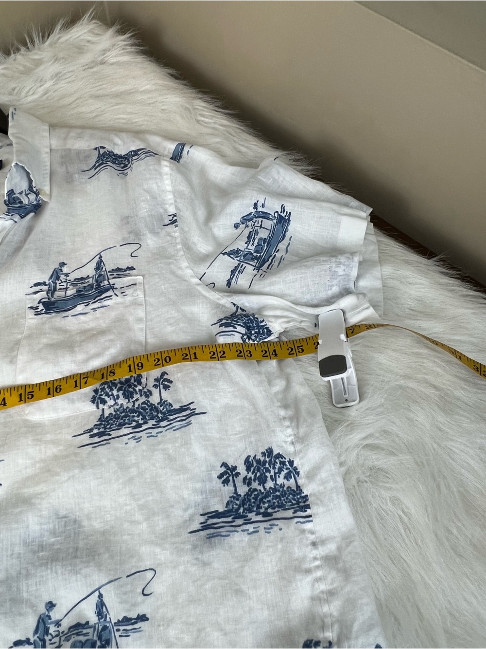 Vineyard Vines Men’s Linen Classic fit Murray White Button-Down Shirt Fishing XL - Picture 10 of 12
